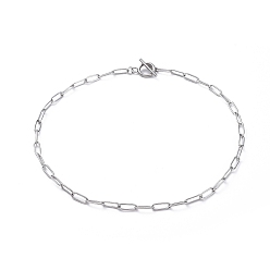 Нержавеющая Сталь Цвет Не тускнеет 304 ожерелья из нержавеющей стали в виде цепочек-скрепок, с Переключить застежками, цвет нержавеющей стали, 16.14 дюйм (41 см)