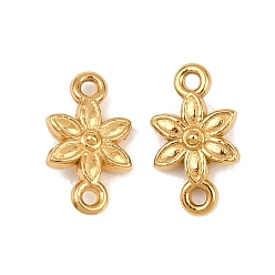 Real 18K Gold Plated 304 Stainless Steel Connector Charms, Flower Links, Ion Plating(IP), Long-Lasting Plated, Real 18K Gold Plated, 11x6x2.7mm, Hole: 1mm, about 15pcs/bag