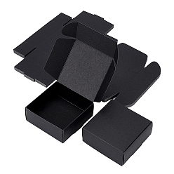 Черный Бумажные коробки конфет, коробка для выпечки, для партии, свадьба, детский душ, квадратный, чёрные, готовое изделие: 8.5x8.5x3.5 см