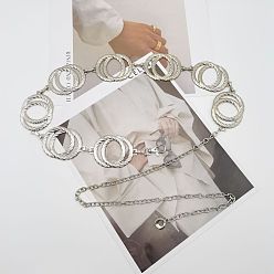 Платина Ремни из сплава с двойным кольцом для женщин, платина, 1000 мм