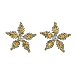 Crystal Alloy Rhinestone Stud Earring, Star, Crystal, 57x57mm