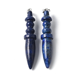 Ляпис-Лазурь Крашеные природные лазурит подвески, с латунной найти, конус, 68.5~70.5x13.5~14.2 мм, отверстие : 6.5x4.5 мм