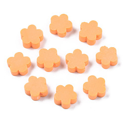 Sandy Brown Manuell Polymer Ton Perlen, Blume, Sandy Brown, 9.5~10x10x3.5~4.5 mm, Bohrung: 1.6 mm
