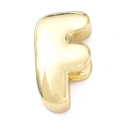 Letter F Латунные бусины с инициалами, реальный 18 k позолоченный, долговечный, стойки покрытие, без свинца и без кадмия, Буква F, 20.5x12x7.5 мм, отверстие : 8.5x4 мм