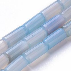 лаванда Природные крашеные шарики агата стренг, колонка, лаванда, 15~16x7~8 мм, отверстие : 1.2 мм, около 25 шт / нитка, 15.3 дюйм (39 см)