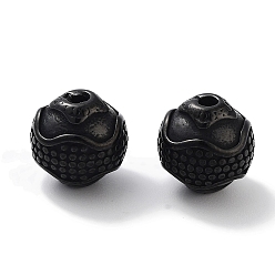 Черный 304 из нержавеющей стали бусы, круглые, чёрные, 9.5 мм, отверстие : 1.8 мм