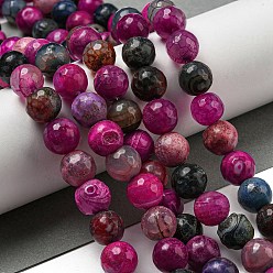 Средний Фиолетово-красный Граненые натуральные драконьи вены агатовые бусины, круглые, окрашенная и подогревом, средне фиолетовый красный, 12 мм, отверстие : 1.6 мм, около 31 шт / нитка, 14.76'' (37.5 см)