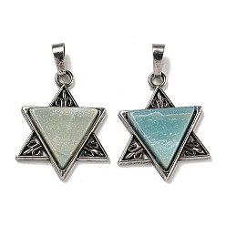 Flower Amazonite Подвески из натуральных цветов амазонита, звезда прелести Дэвида, со сплавочной фурнитурой античного серебряного тона, без кадмия и без свинца, 29x23.5x5 мм, отверстие : 7x5 мм