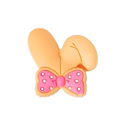 Сэнди Коричневый Ухо кролика с бантом, экологически чистые силиконовые фокальные бусины пищевого качества, песчаный коричневый, 26x26 мм