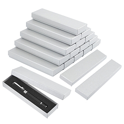 Silver Cardboard Pen Cases, with Sponge, Fourtain Pen Box, Office & School Supplies, Rectangle, Silver, 180x51x24mm