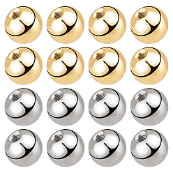 Золотой & Цвет Нержавеющей Стали 60шт. 2 цвета гайки из нержавеющей стали, круглые, золотые и нержавеющая сталь цвет, 4x4 мм, отверстие : 0.8 мм, 30 шт / цвет