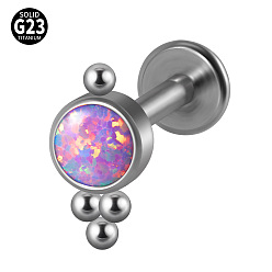 Леденец G23 титановые безрезьбовые лабреты, с имитацией опал, цвет нержавеющей стали, леденец, 6 мм, штифты : 1.2 мм