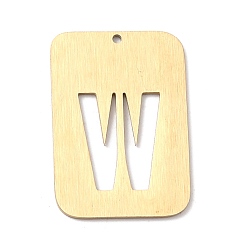 Letter W Ionenbeschichtung (IP) 304 Edelstahlanhänger, Rechteck mit Alphabet, hohl, letter.w, 32x22x1 mm, Bohrung: 1.5 mm