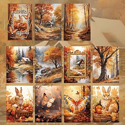 Orange 30Pcs 10 Styles Scrapbook Paper Pads, for DIY Album Scrapbook, Background Paper, Diary Decoration, Orange, 140x100mm, 30pcs/set