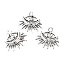 Нержавеющая Сталь Цвет 304 подвески из нержавеющей стали, с кристально горный хрусталь, Очарование глаз, цвет нержавеющей стали, 19.5x18.5x3 мм, отверстие : 2.5 мм