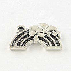 Античное Серебро Настройки сплава кулон эмали тибетском стиле радуги, без свинца и без кадмия, античное серебро, 12x19x2.5 мм, отверстие : 1.5 мм, Около 270 шт / 500 г