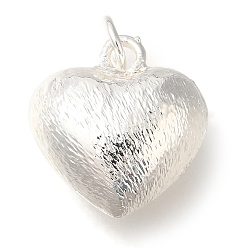 Посеребрённый Латунные подвески, сердце прелести, без кадмия, без никеля и без свинца, 925 серебро покрытием, 16x15x8 мм, отверстие : 3.5 мм