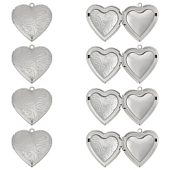 Stainless Steel Color 10Pcs 304 Stainless Steel Locket Pendants, Photo Frame Charms for Necklaces, Heart, Stainless Steel Color, 29x29x7mm, Hole: 2mm, Inner Size: 16.5x21.5mm