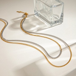 Золотой & Цвет Нержавеющей Стали 304 двухслойные витые цепочки из нержавеющей стали для женщин, золотые и нержавеющая сталь цвет, 19.88 дюйм (50.5 см)