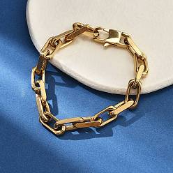 Настоящее золото 18K Ионное покрытие (ip) 304 браслеты из нержавеющей стали с цепочками для мужчин, реальный 18 k позолоченный, 7.91 дюйм (20.1 см)