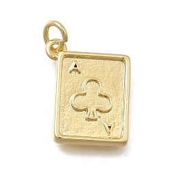 Настоящее золото 18K Латунные подвески, прямоугольник с клубами, без кадмия и без свинца, стойки покрытие, долговечный, с целью перехода в кольце, реальный 18 k позолоченный, 15.5x12.5x2.5 мм, отверстие : 3.5 мм
