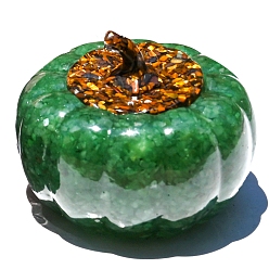 Зеленый Авантюрин Ящик для хранения тыквы из оргонитовой смолы, натуральный зеленый авантюрин и натуральный тигровый глаз внутри для украшения стола в домашнем офисе, 85x72 мм