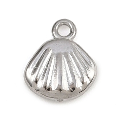 Shell Shape 304 прелести нержавеющей стали, Тема океана, анти-тускнение, формы раковины, 9x7.5x2 мм, отверстие : 1.2 мм