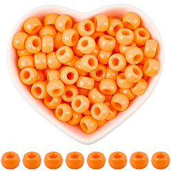 Коралловый 800шт. окрашенные распылением пластиковые бусины, баррель, коралл, 9x6 мм, отверстие : 3.8 мм
