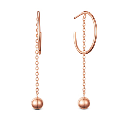 Rose Gold 925 Sterling Silver Stud Earrings, Half Hoop Earrings, with Arch and Bead, Rose Gold, 49mm
Packing Size: 53x53x37mm