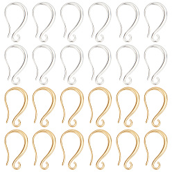 (52) Непрозрачная лаванда 32 шт. 2 цвета стойка покрытие экологически чистые латунные крючки для сережек, с горизонтальной петлей, без свинца и без кадмия, разноцветные, 19x2.5 мм, отверстие : 2 мм, штифты : 0.5 мм, 16 шт / цвет