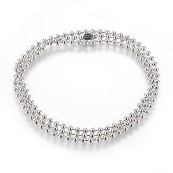 Нержавеющая Сталь Цвет Изготовление ожерелий из нержавеющей стали с шариковой цепочкой, устойчивой к потускнению, цвет нержавеющей стали, 22.5 дюйм (57.2 см), 2.5 мм