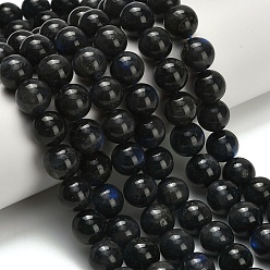 Лабрадорита Натуральные черные лабрадоритные бусинки, круглые, 12 мм, отверстие : 1 мм, около 34 шт / нитка, 15.35 дюйм (39 см)