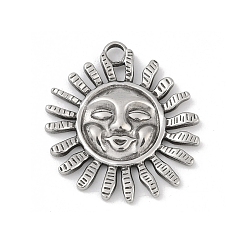 Нержавеющая Сталь Цвет 304 подвески из нержавеющей стали, очарование солнца, анти-тускнение, цвет нержавеющей стали, 33x29.5x4 мм, отверстие : 3 мм