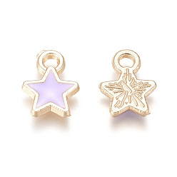 Лиловый Сплав эмали прелести, звезда, золотой свет, сирень, 9x6.8x1.4 мм, отверстие : 1 мм