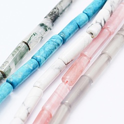 Mixed Stone Natural & Synthetic Mixed Gemstone Beads Strands, Column, 13.5x4~4.5mm, Hole: 1mm, about 28pcs/strand, 15.1 inch
