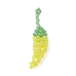 Желтый Стеклянные большие кулоны, очарование острого перца, граненые, желтые, 63.5x15.5 мм, отверстие : 2.5 мм