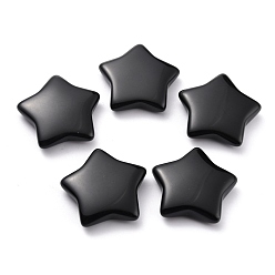 Obsidian Natural Obsidian Beads, No Hole, Star, 20~21x20~21x6~6.5mm