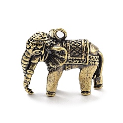 Античная Бронза Латунные подвески, слон, античная бронза, 28x32.5x21 мм, отверстие : 3 мм