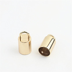 Light Gold Сплав конце шнура, колонка, золотой свет, 31 мм, отверстие : 8x7 мм, внутренний диаметр: 14 мм