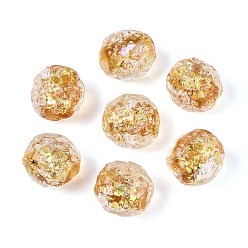 (932FM) Темно-синий аква-матовый с подкладкой Ручной стеклянные фольга бисер пряди, овальные, темно-золотистые, 9.5~11x9~10.5 мм, отверстие : 1~1.6 мм, около 40 шт / нитка, 15.94~16.54 дюйм (40.5~42 см)