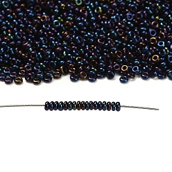 (82) Metallic Blue Iris Toho 8/0 полукруглые бусины, японский бисер, (82) металлический синий ирис, 8/0, 3x1.15 мм, отверстие : 1.2 мм, Около 744 шт / 10 г