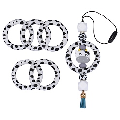 (52) Непрозрачная лаванда 5 шт. кольцо экологически чистые силиконовые бусины пищевого качества, белые, 65x9.5 мм, отверстие : 3 мм, внутренний диаметр: 44 мм