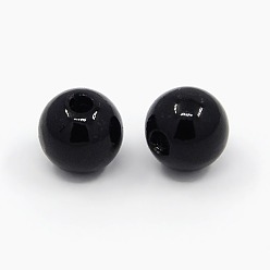 Black Imitated Pearl Acrylic Beads, Round, Black, 12mm, Hole: 2mm, about 570pcs/500g