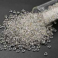 (PF21) PermaFinish Crystal Silver Lined Toho 6/0 полукруглые бусины, японский бисер, (pf 21) Permafinish кристалл с серебряной подкладкой, 4x1.9 мм, отверстие : 1.5 мм, около 13500шт./фунт(450г)