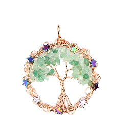 Зеленый Авантюрин Подвески из натурального зеленого авантюрина с металлической проволокой, 65x54 мм