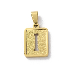 Letter I 304 из нержавеющей стали алфавита подвески, реальный 18 k позолоченный, прямоугольный шарм, Буква "i", 17.5x12x2 мм, отверстие : 7.5x3.5 мм