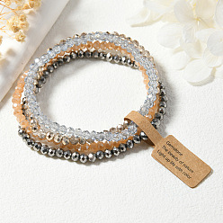 Сэнди Коричневый 4шт. набор из граненых круглых стеклянных бусин с гальваническим покрытием для женщин, песчаный коричневый, 6-7/8 дюйм (17.5 см)