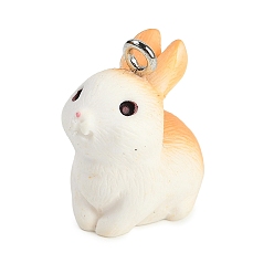 Кролик Милые подвески из непрозрачной смолы, с железной платиной петлей, кролик, 19x17.5x13 мм, отверстие : 2 мм