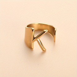 Letter K 304 из нержавеющей стали манжеты кольца, золотые, Письмо K, 16 мм, внутренний диаметр: 18 мм