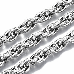 Stainless Steel Color Tarnish Resistant 304 Stainless Steel Rope Chains, with Spool, Unwelded, Stainless Steel Color, 14.5x10.7x3.3mm, about 16.4 Feet(5m)/roll